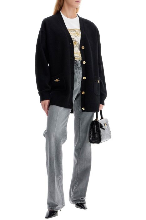 versace boxy wool and cashmere cardigan