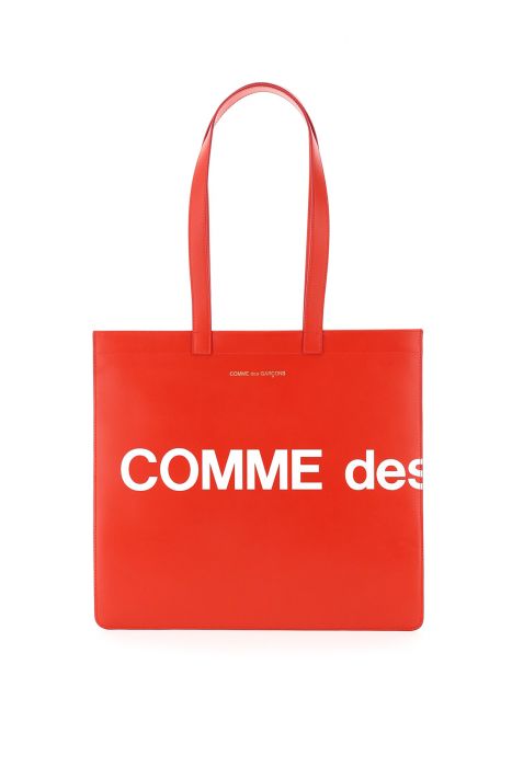comme des garcons wallet leather tote bag with logo