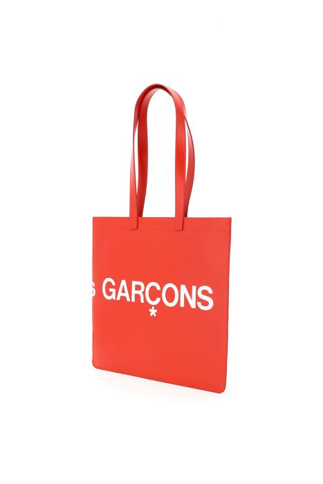 comme des garcons wallet leather tote bag with logo