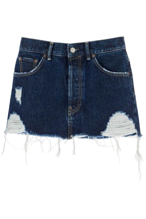 acne studios minigonna in denim destroyed