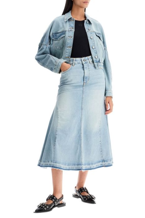 ganni stretch denim bomber jacket in 8