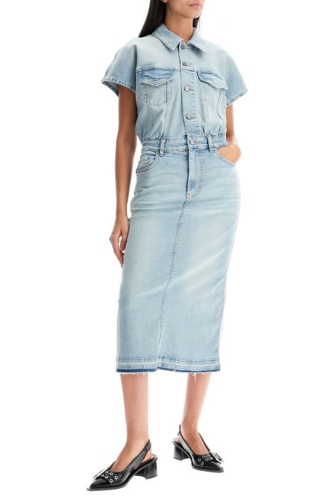 ganni stretch denim midi dress in 8