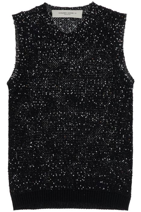 golden goose knitted vest with sequins embell