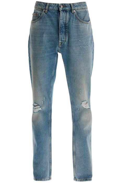 palm angels straight leg monogram print jeans