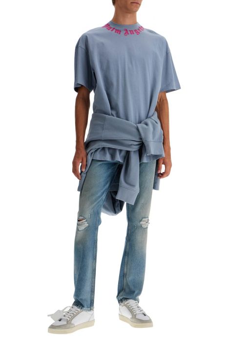 palm angels straight leg monogram print jeans
