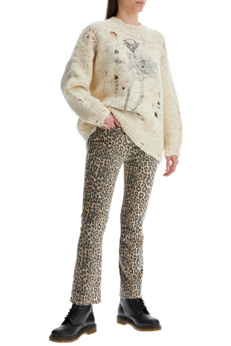 r13 destroyed pullover with skeleton print.