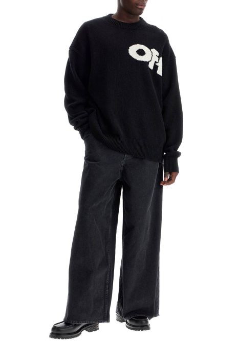 off-white wide five-pocket jeans with spacious
