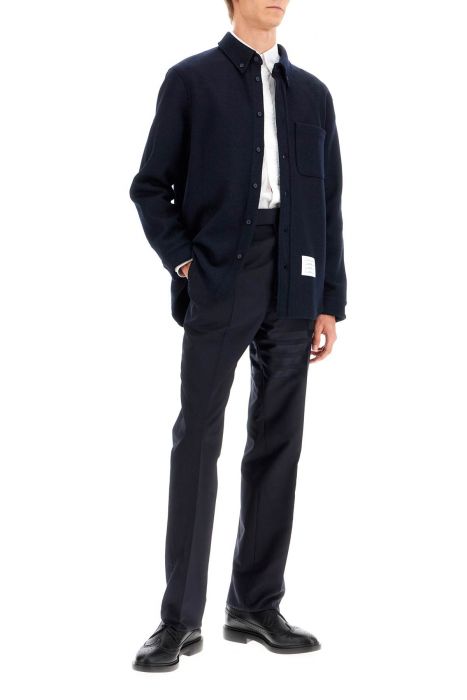 thom browne herringbone wool blend overshirt