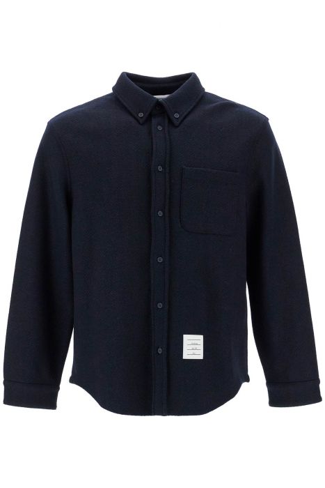 thom browne herringbone wool blend overshirt