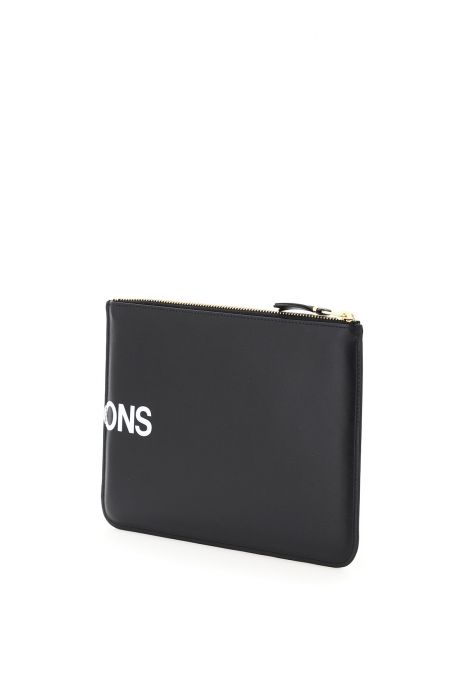 comme des garcons wallet leather pouch with logo print