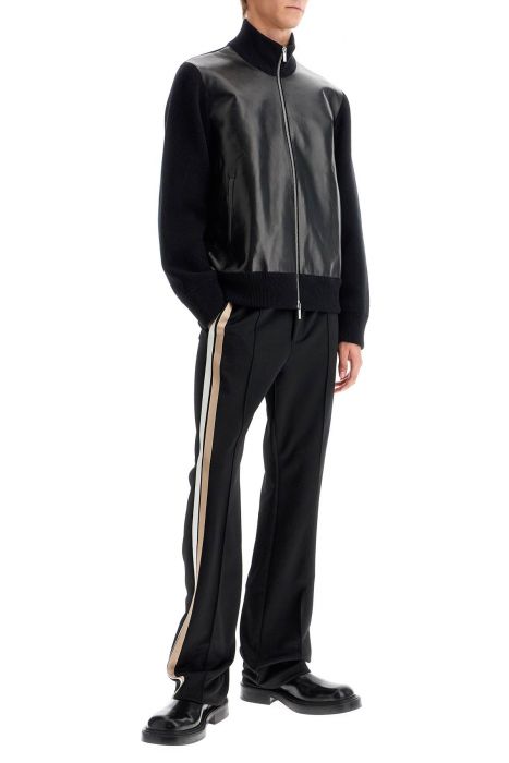 ferragamo wool and leather cardigan