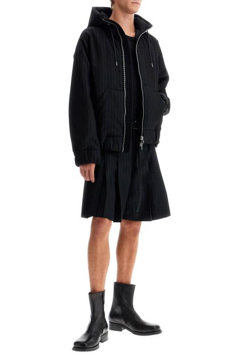 sacai striped pleated bermuda shorts