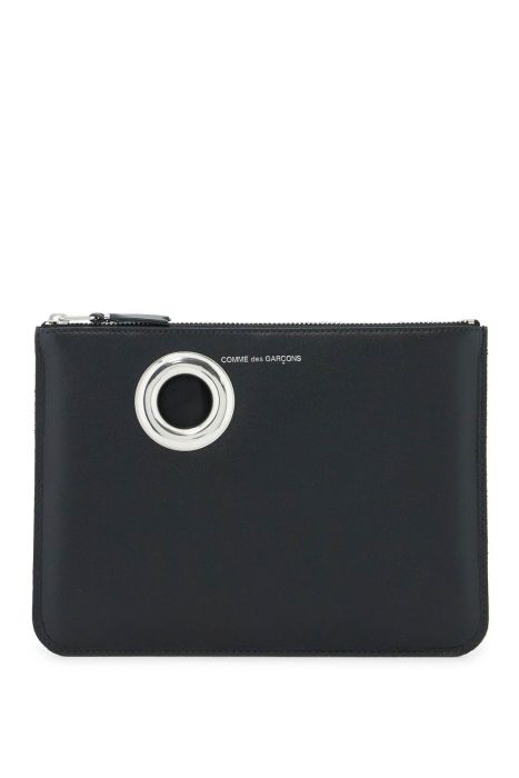 comme des garcons wallet leather pouch with large eyelet detail