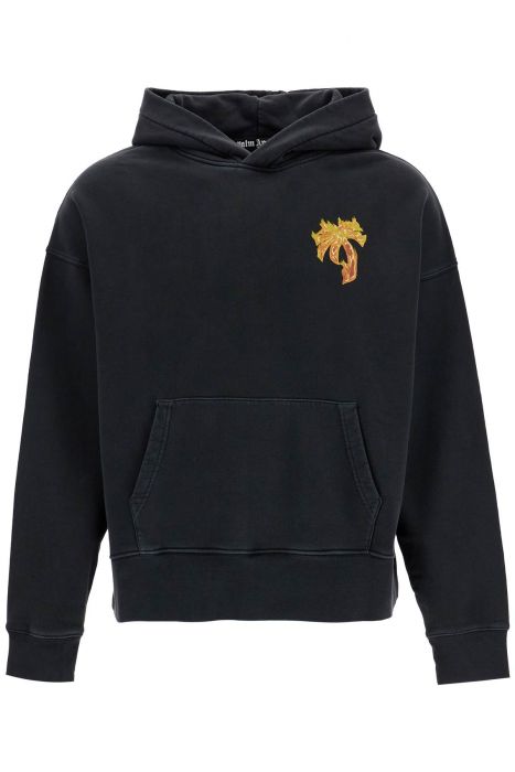 palm angels 'burning palm oversized hoodie with hood'