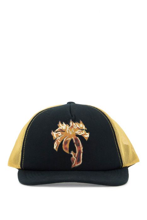 palm angels 'burning palm trucker hat