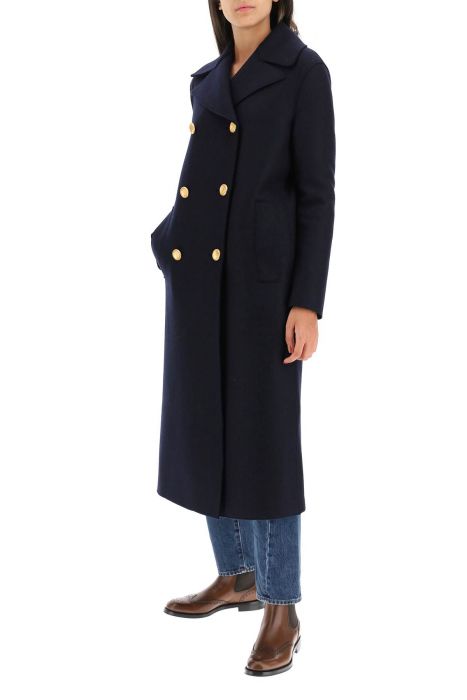 harris wharf london double-breasted coat in pressed wool