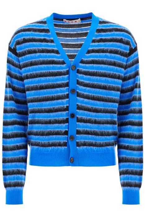 marni striped wool and mohair cardigan
