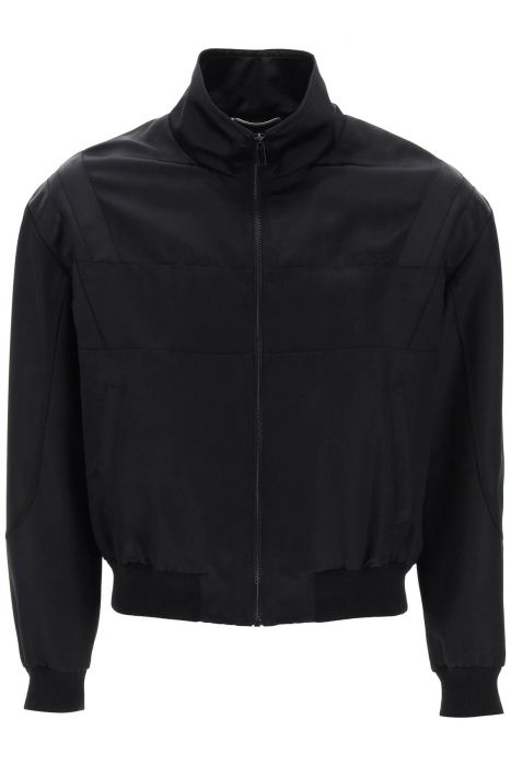 bra395 high-neck satin and silk blend bomber jacket