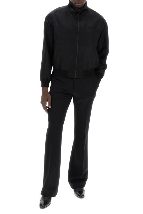 bra395 high-neck satin and silk blend bomber jacket