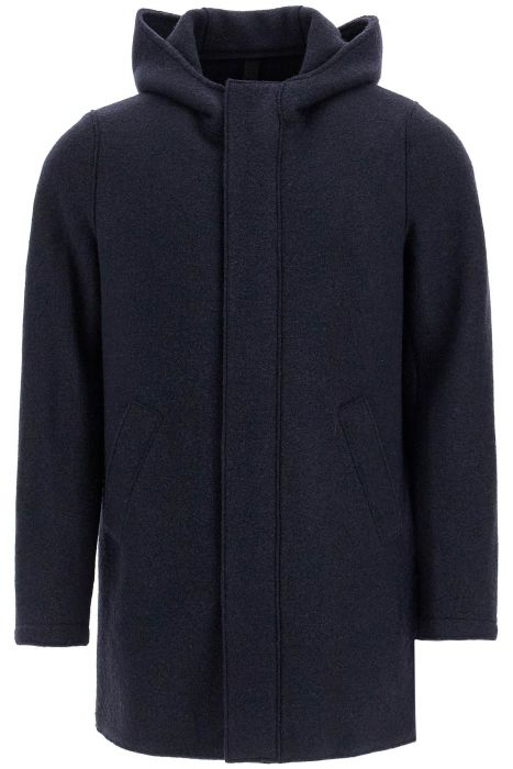 harris wharf london hooded wool coat in boiled wool