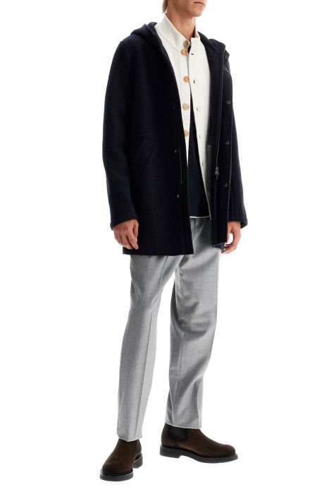 harris wharf london hooded wool coat in boiled wool