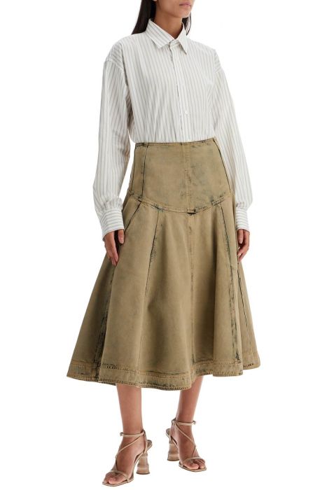 ferragamo denim flared skirt with full