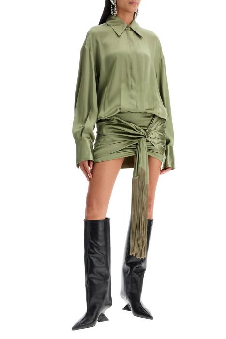 the attico silk satin mini dress in