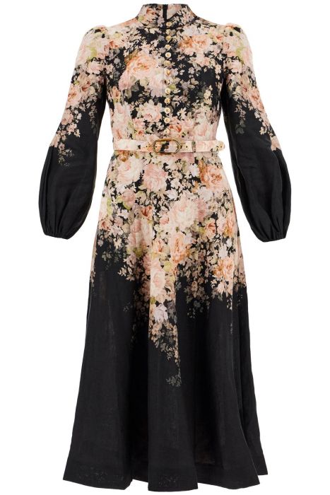zimmermann 'floral print linen midi dress with