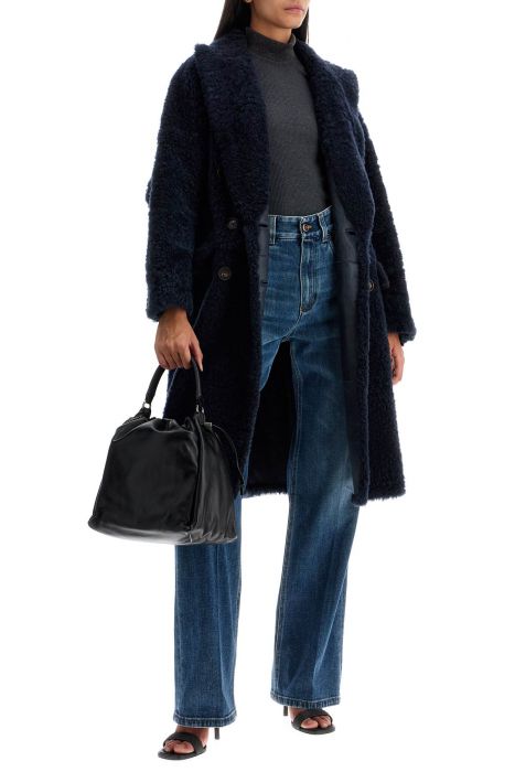 brunello cucinelli shearling frosty effect coat