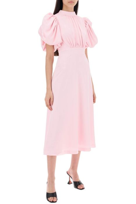 rotate midi satin dress with balloon sleeves