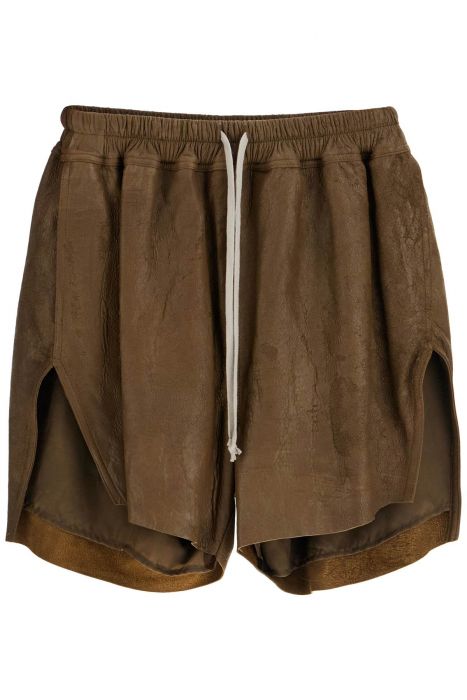 rick owens leather shorts for men