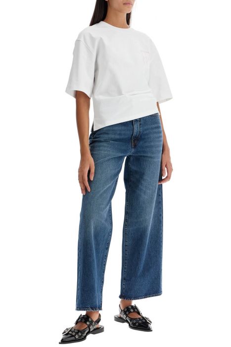 ganni t-shirt with frayed embroidery