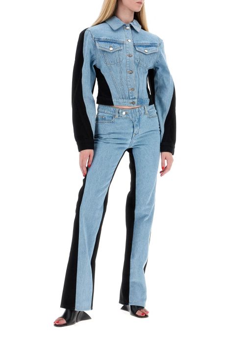 mugler jeans bicolore a gamba dritta