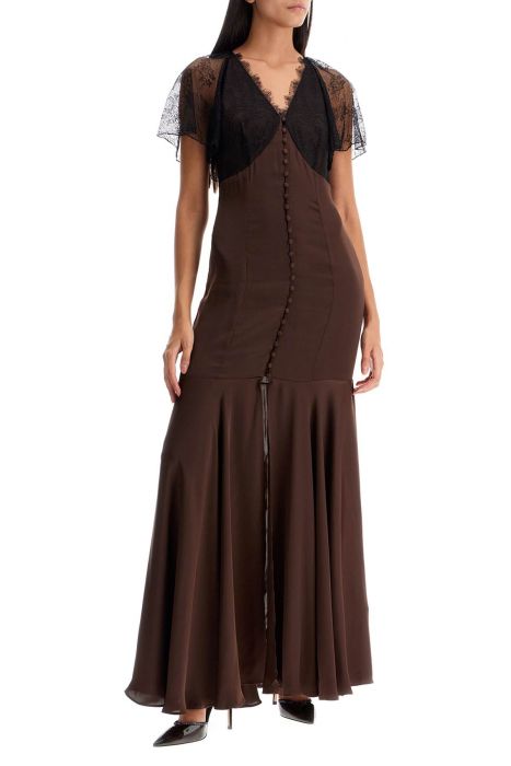 rotate long satin and lace dress