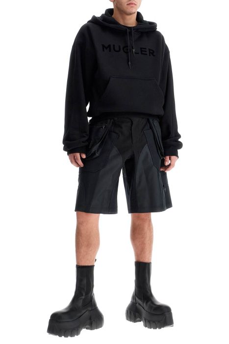 mugler "bi-material cargo bermuda shorts