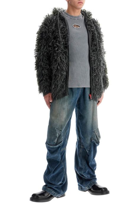 diesel shaggy knit cardigan with hood