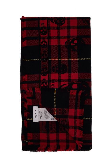 alexander mcqueen tartan wool skull scarf in