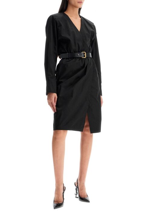 saint laurent cotton and linen midi dress with nine