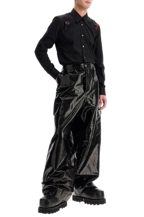 alexander mcqueen cargo canvas tarred trousers in