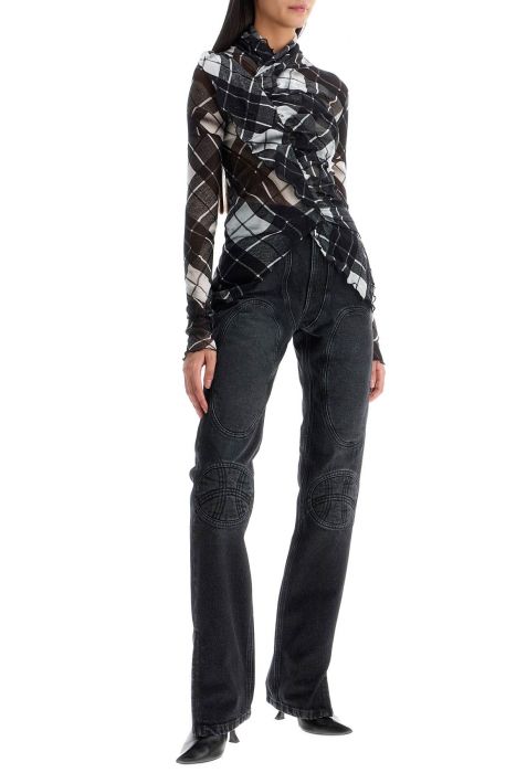 jean paul gaultier jeans with padded inlays and lace-up