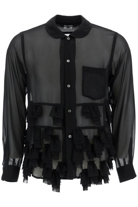 comme des garcons black georgette blouse with ruffles