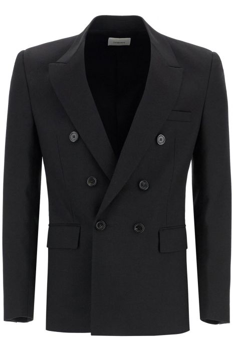 saint laurent giacca doppiopetto in gabardine di lana