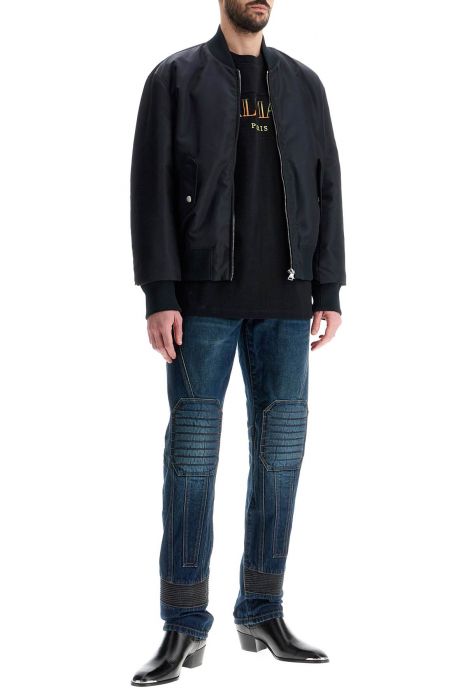 balmain straight leg biker jeans