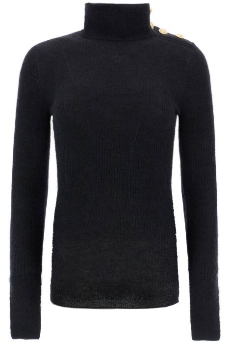 balmain mohair sweater with embossed buttons and