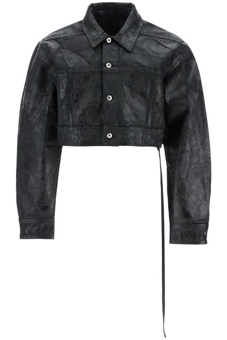 drkshdw giacca cropped jumbo worker in denim megacrust
