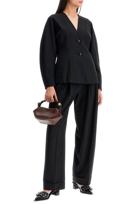 ganni double pleat fluid trousers
