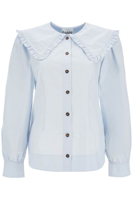 ganni poplin shirt with oversized collar