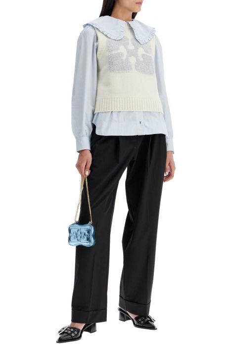 ganni poplin shirt with oversized collar