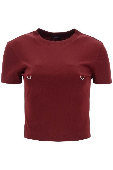 mugler cropped t-shirt with piercing