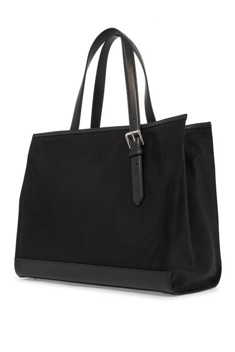 bally east/west nylon and leather tote bag